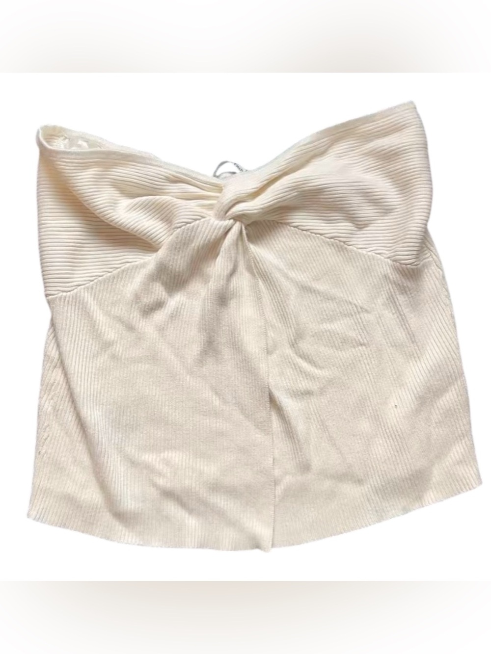 Abercrombie & Fitch Ivory Ribbed Twist Bandeau Tube Top